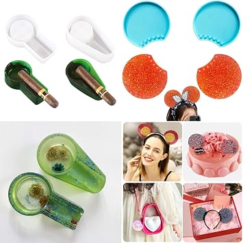 2Pcs Cigar Ashtray Molds for Resin Casting Travel Outdoor 1 Pair Large Round Mouse Ears Resin Mold for Headband Shiny Glossy Hair Clips