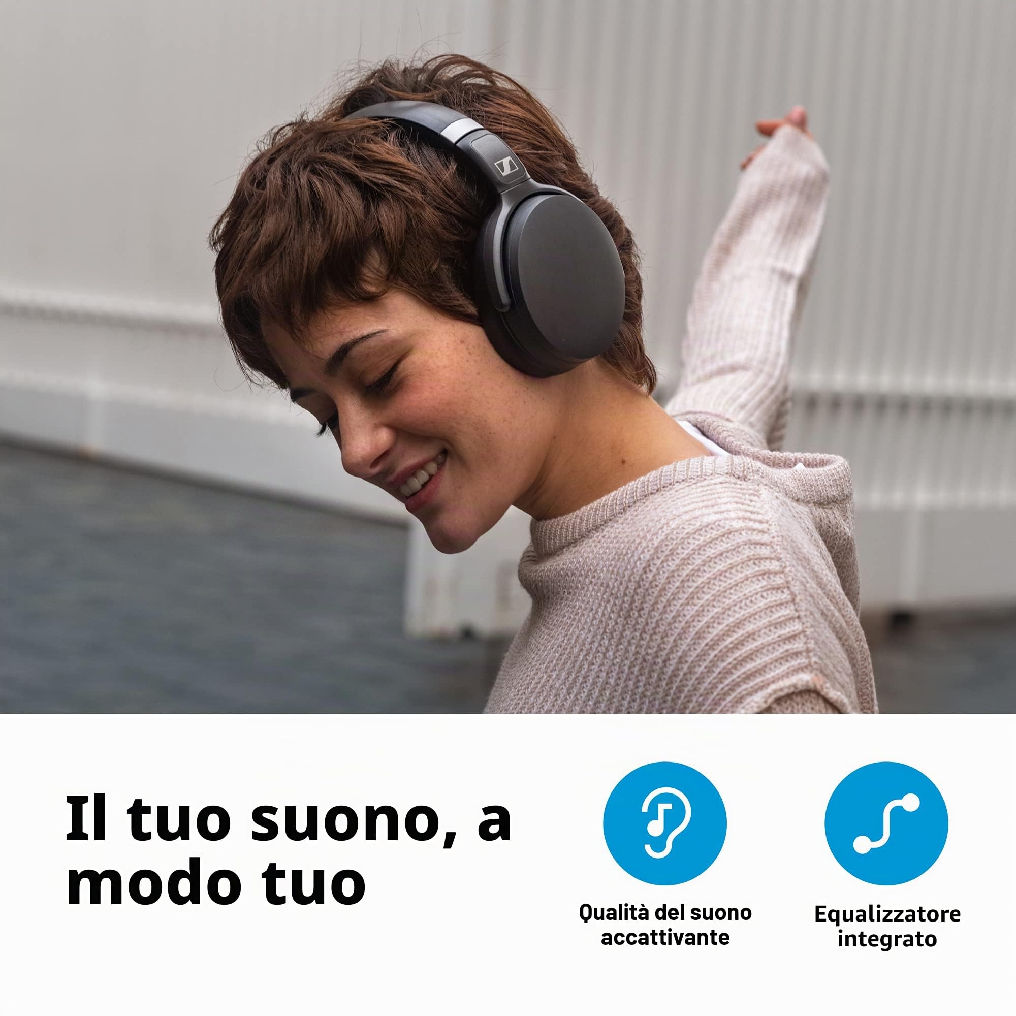 Sennheiser HD 450BT Cuffie Wireless con Cancellazione Attiva del Rumore, Nero