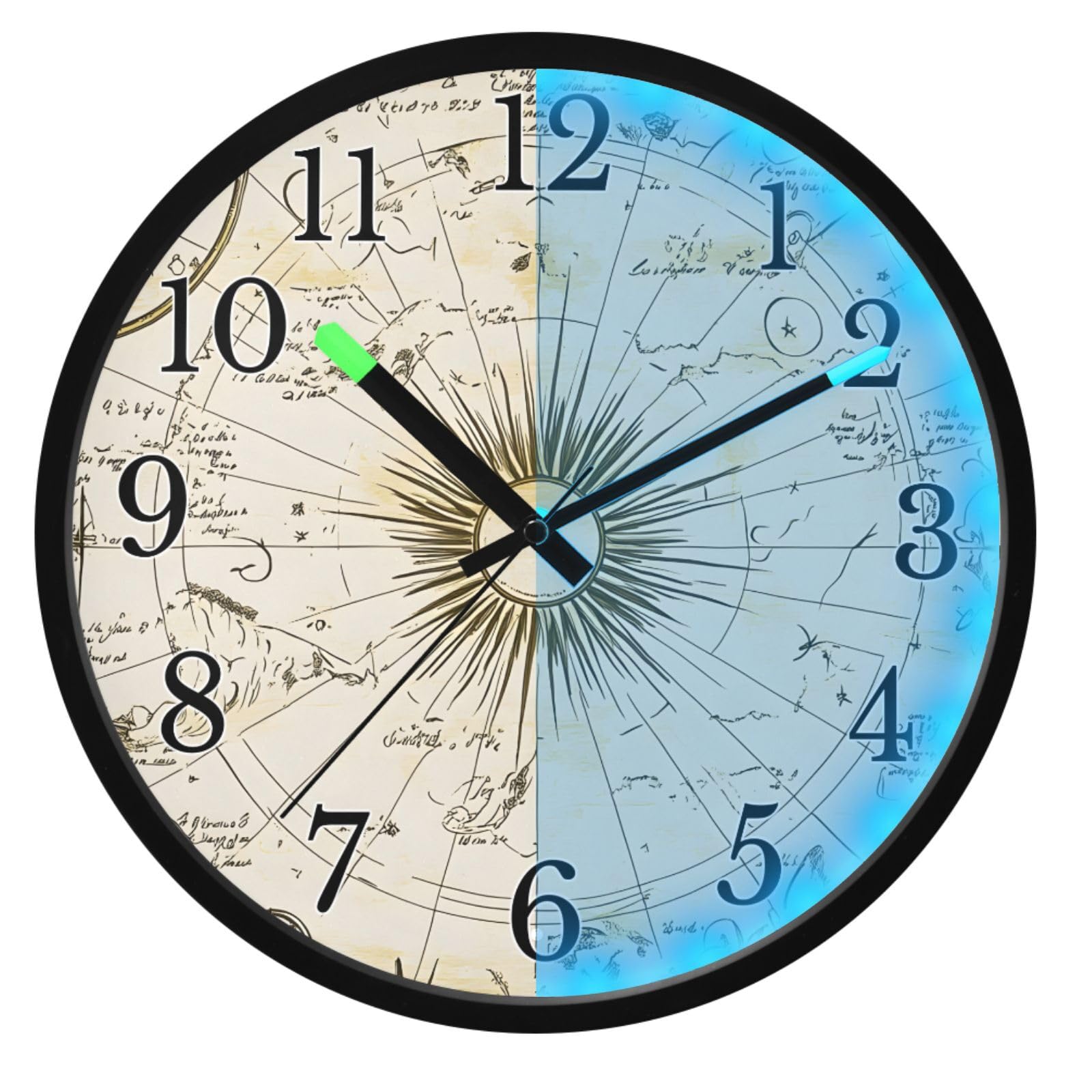 Mnsruu Reloj de pared con diagrama de galaxia solar, reloj luminoso para dormitorio, funciona con pilas, reloj silencioso que brilla en la oscuridad, para sala de estar, cocina, 12 pulgadas