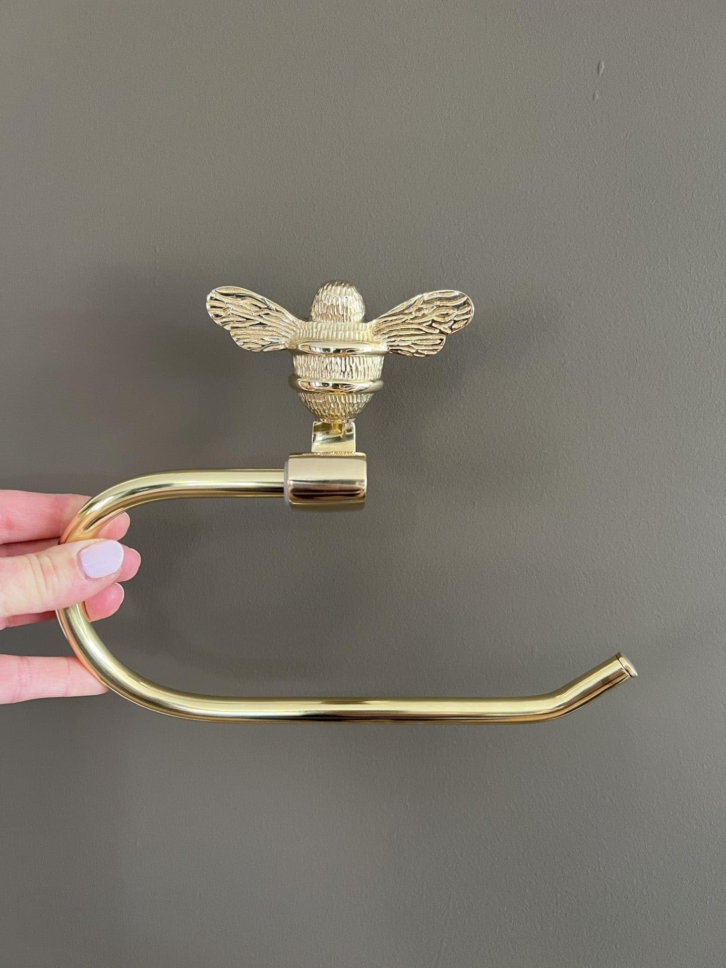 Brass bee Uchwyt na papier toaletowy – uchwyt na papier toaletowy z litego mosiądzu – montowany na ścianie uchwyt na papier toaletowy firmy Brass bee