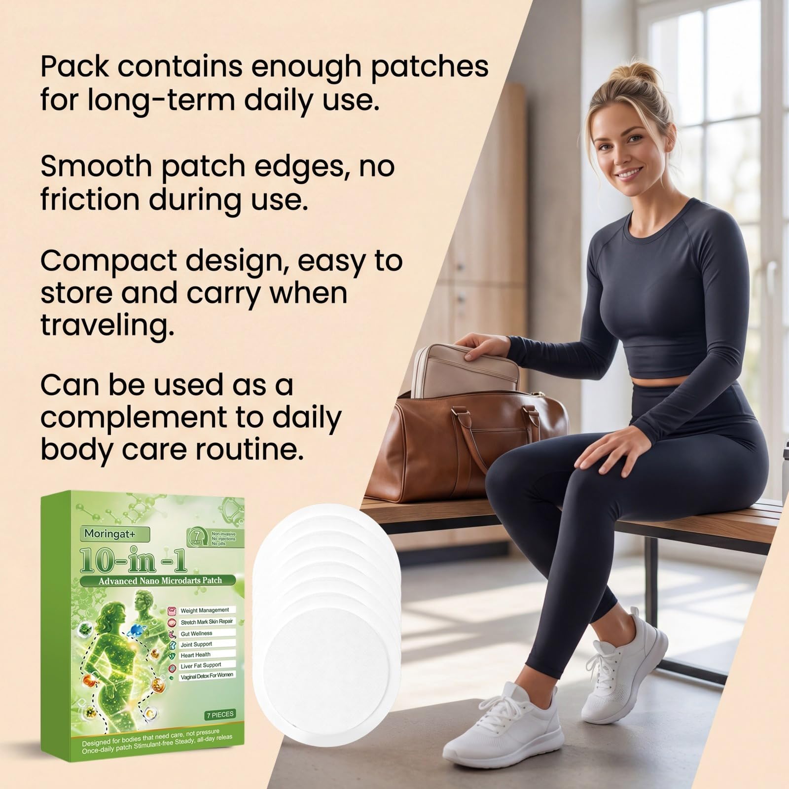 10 en 1 Moringa Slimming Parches, Nano Microneedle Body Patch