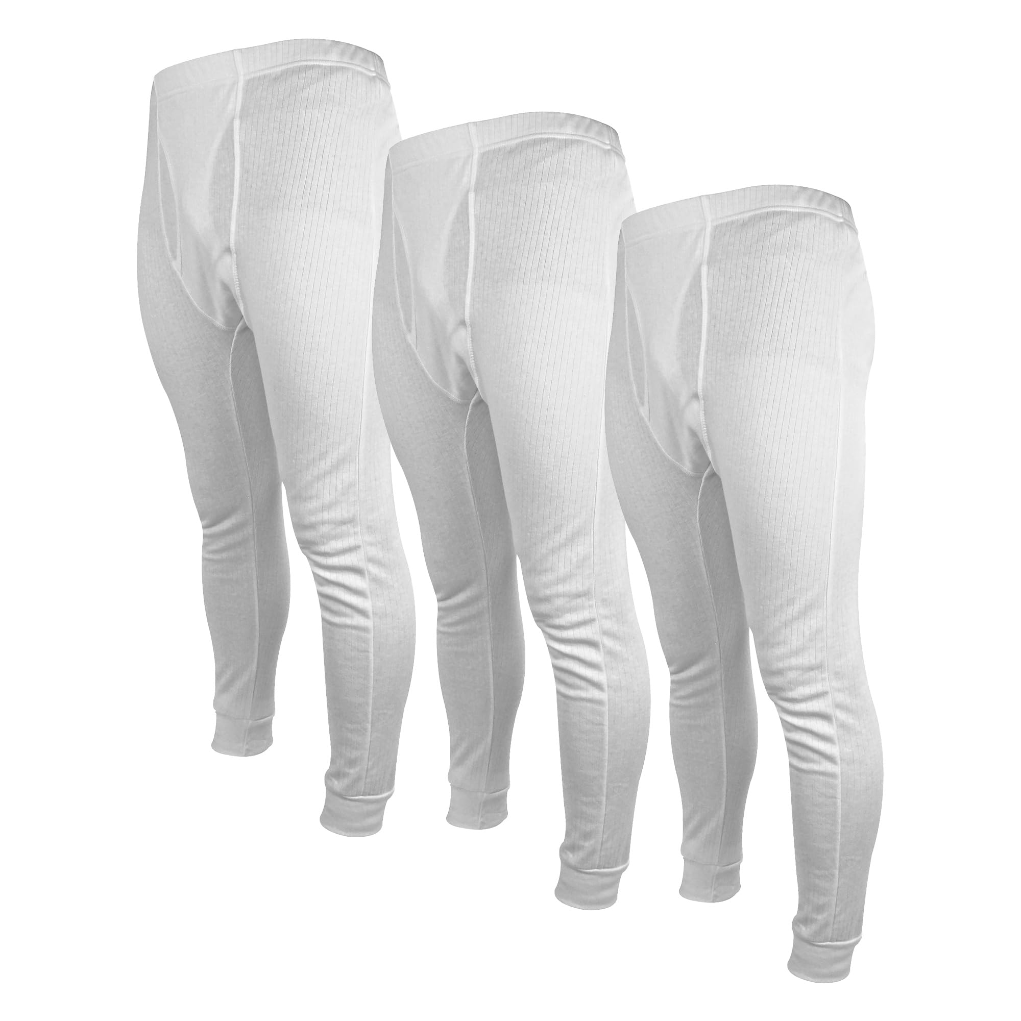 THMO - 3 Pack Mens Thermal Long Johns | Base Layer Thermal Underwear Bottoms (XL, White (X3))
