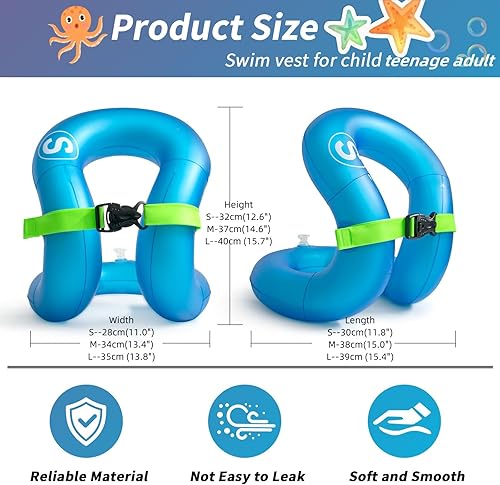 Miniatura 3 de Chaleco de natación, chaqueta de natación inflable, flotadores de piscina, flotación ligera para niños pequeños, adolescentes y adultos