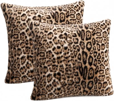 Mealah Cheetah Fluffy Pillowcases, Soft Fuzzy Leopard Print Pillow Covers