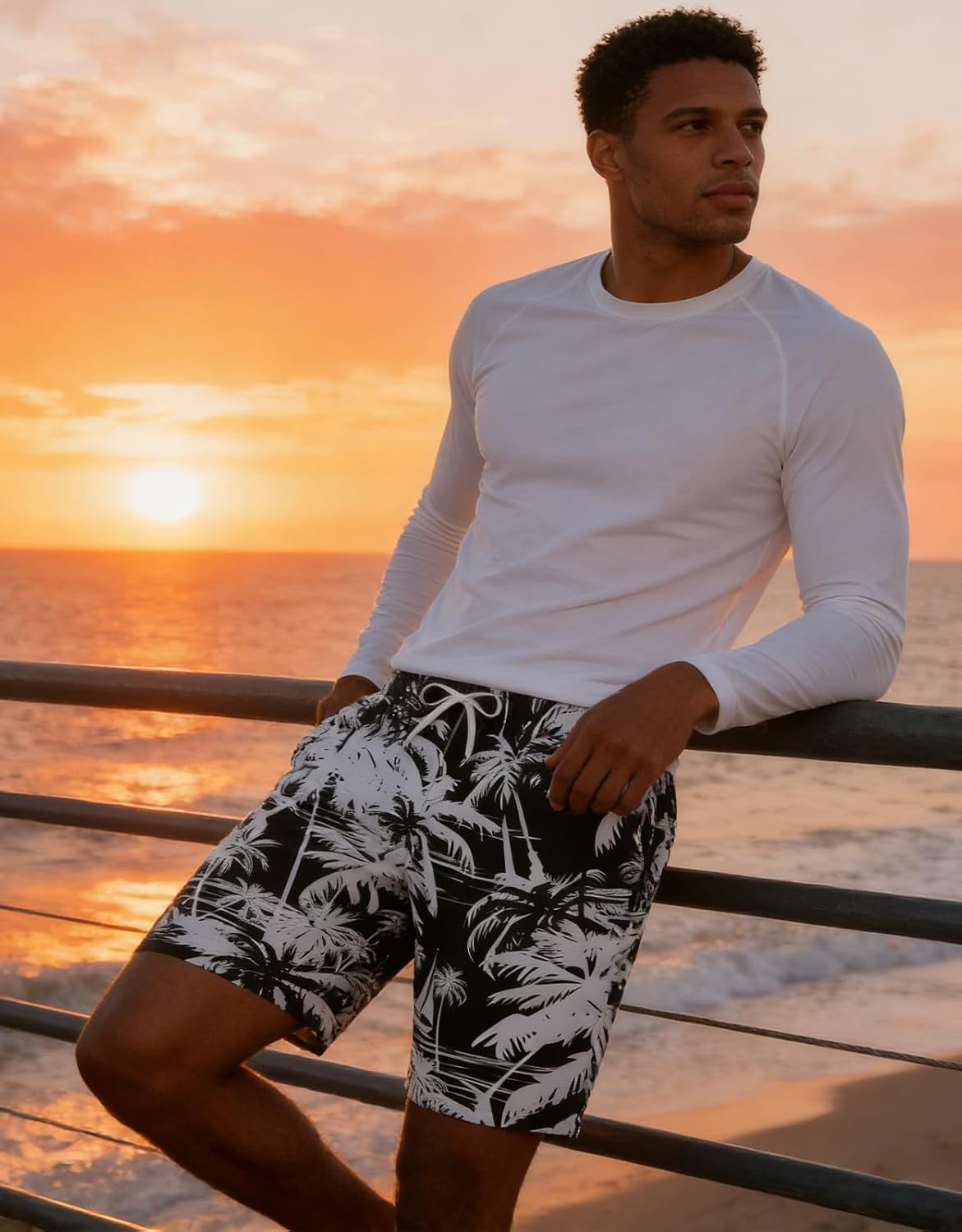 Goodstoworld Men's Funny Swim Trunks with Compression Liner 2 in 1 Quick-Dry 9" Stretch Shorts with Three Pockets