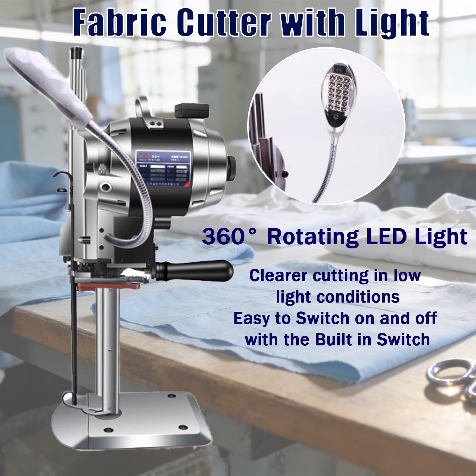 Máquina Eléctrica De Corte De Tejidos, Cortadora Con Cuchilla Recta 1100w/1200w, Gran Cortadora Rotativa De Telas Con Afilado Automático De Cuchilla Para Industrias Textiles Y Del Cuero(8 in)