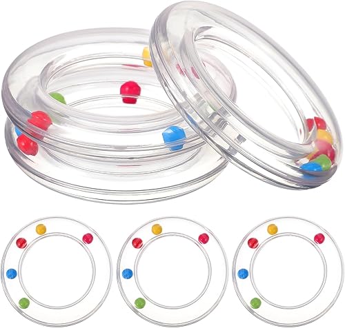 Sonajeros portátiles para recién nacidos, 12 piezas, círculo transparente, juegos de cuentas, pulsera de muñeca, sonajero relajante, encías,