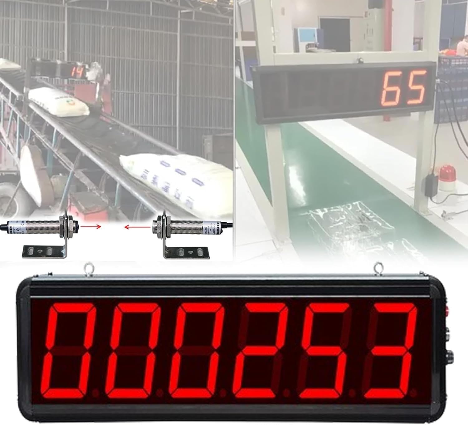 Track Counts with The Sensor Counter ，6-Digit Screen Counts Up to 999999， Led Digital Display， for Conveyor Belts & Visitor Counting