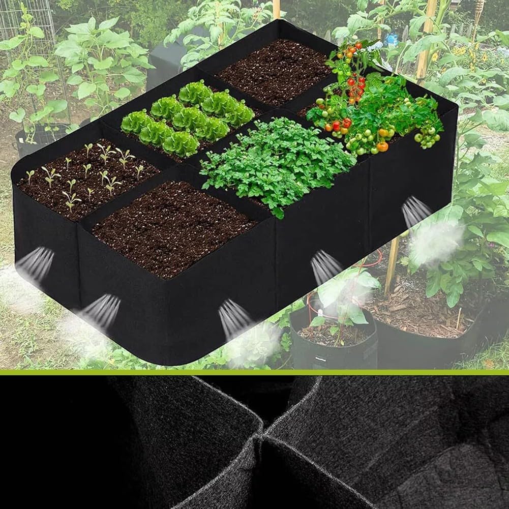 Huerto urbano en terrazas con estas camas de cultivo elevadas de tela para verduras frescas