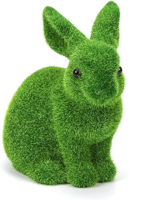 Großer Moos-Osterhase Deko-Figur für Garten und Innenbereich, 18x17x10cm