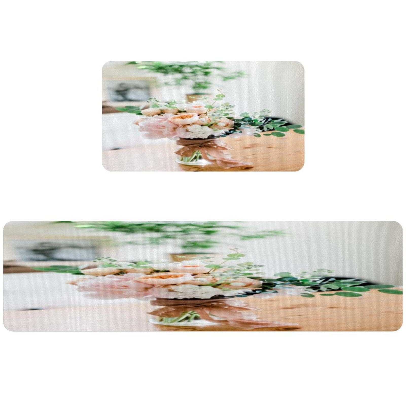 Tapis de cuisine d'intérieur lavable lot de 2 tapis de sol floral