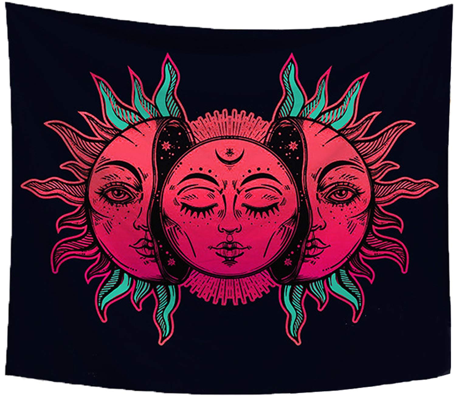 Sandeye Tapestry Wall Hanging Sun and Moon Many Fractal Faces Psychedelic Small Wall Tapestry with Art Chakra Home Decorations for Bedroom Dorm Decor Living Room