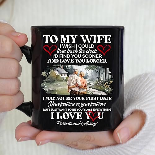 Miniatura 3 de TODOLIA -Taza de café con texto en inglés «To My Wife I Love You», regalo de taza de café para esposa del marido, taza de aniversario de boda,