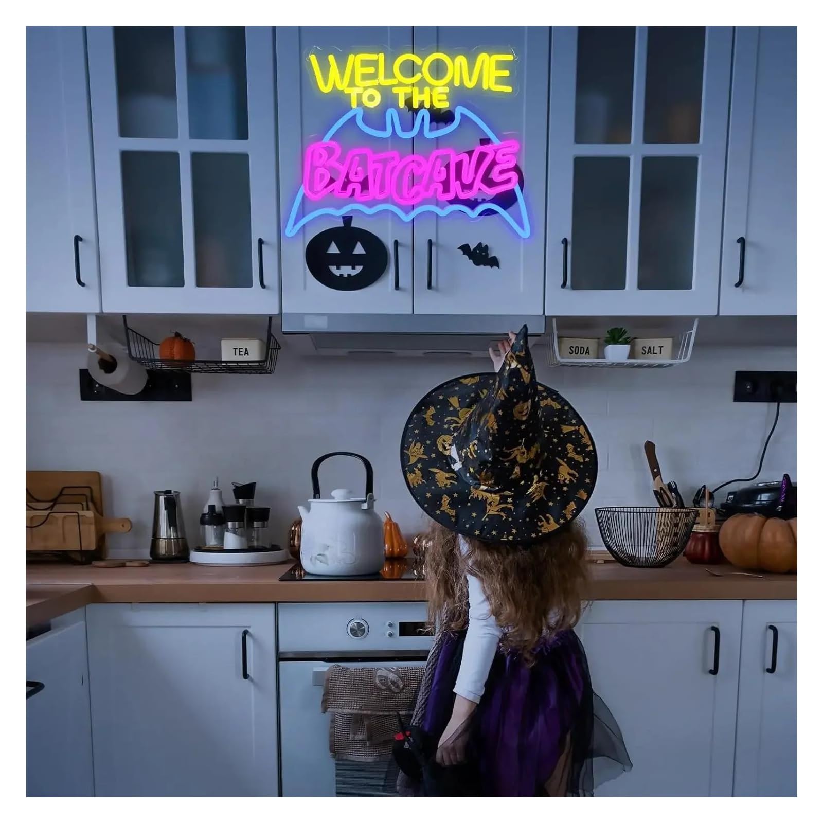 Insegna al Neon LED Insegna Al Neon WELCOME TO THE BATCAVE Dimmerabile Tramite USB Per Sala Giochi, Bar, Soggiorno, Caverna Dell'uomo, Decorazione Da Parete Per Feste, 44x33cm