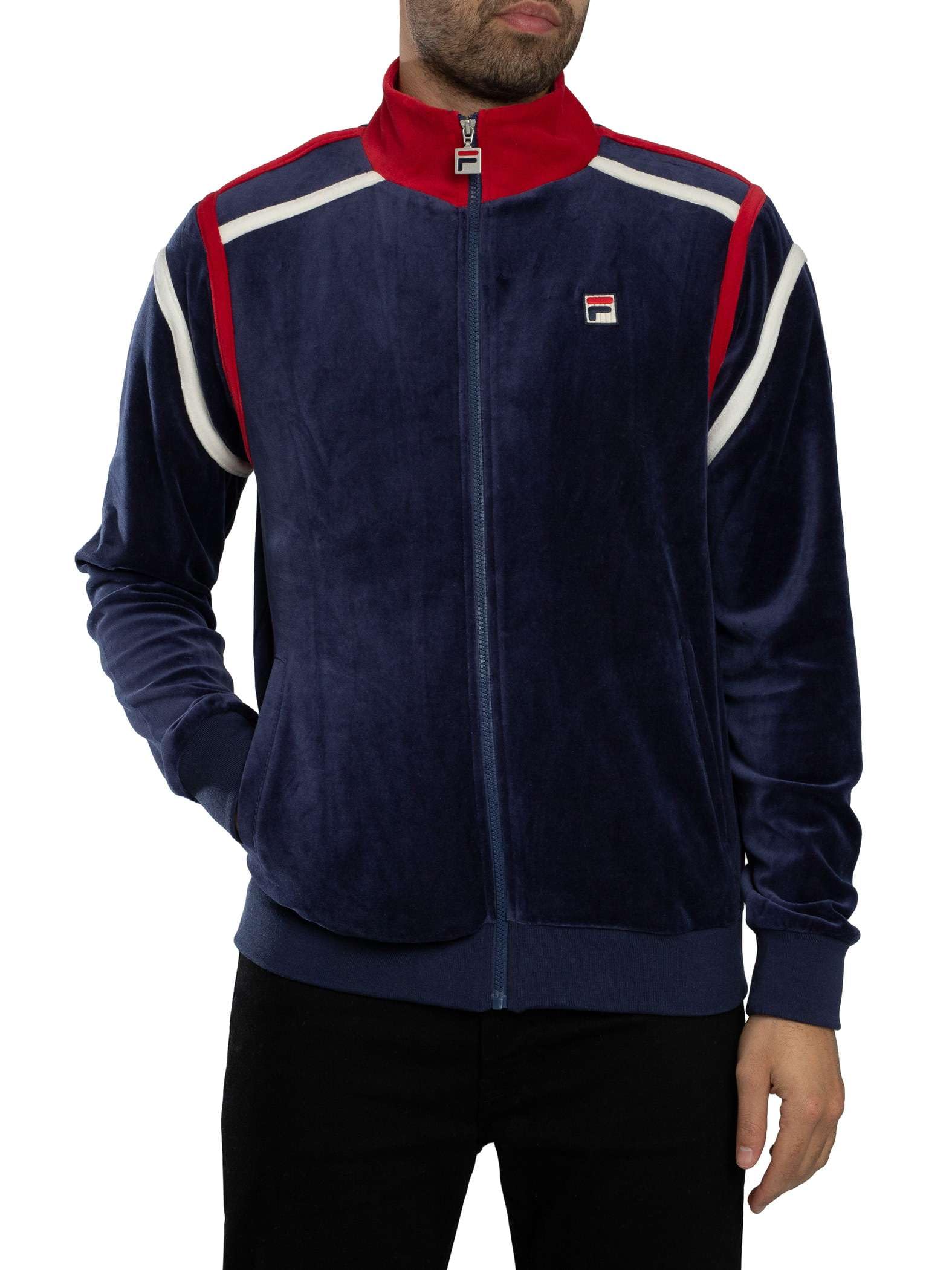 Fila Men's Navy/Gardenia/Red Gabriele Contrast Panel Track Jacket, Xl