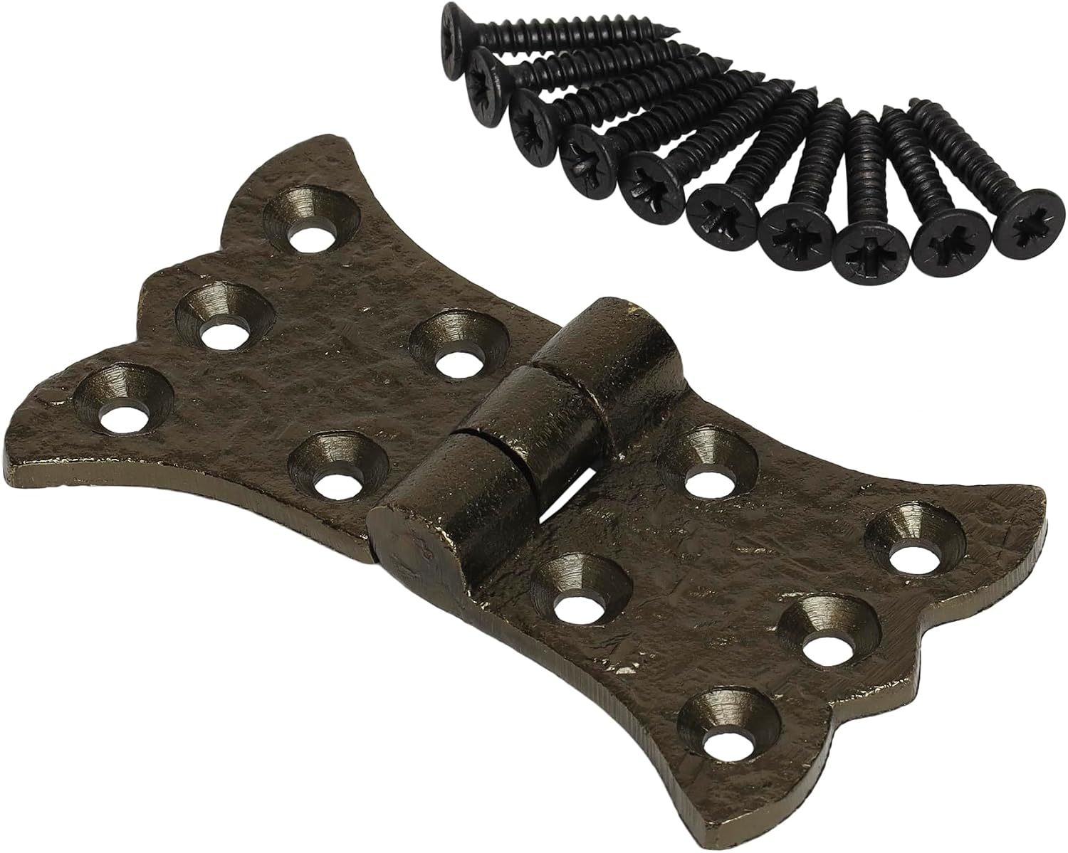 SKANDH Butterfly Iron Hinges for Doors Gates, Cabinets, Barn Door Hardware, Antique Brass Powder Coated (3.35 Inch, Pack of 2)