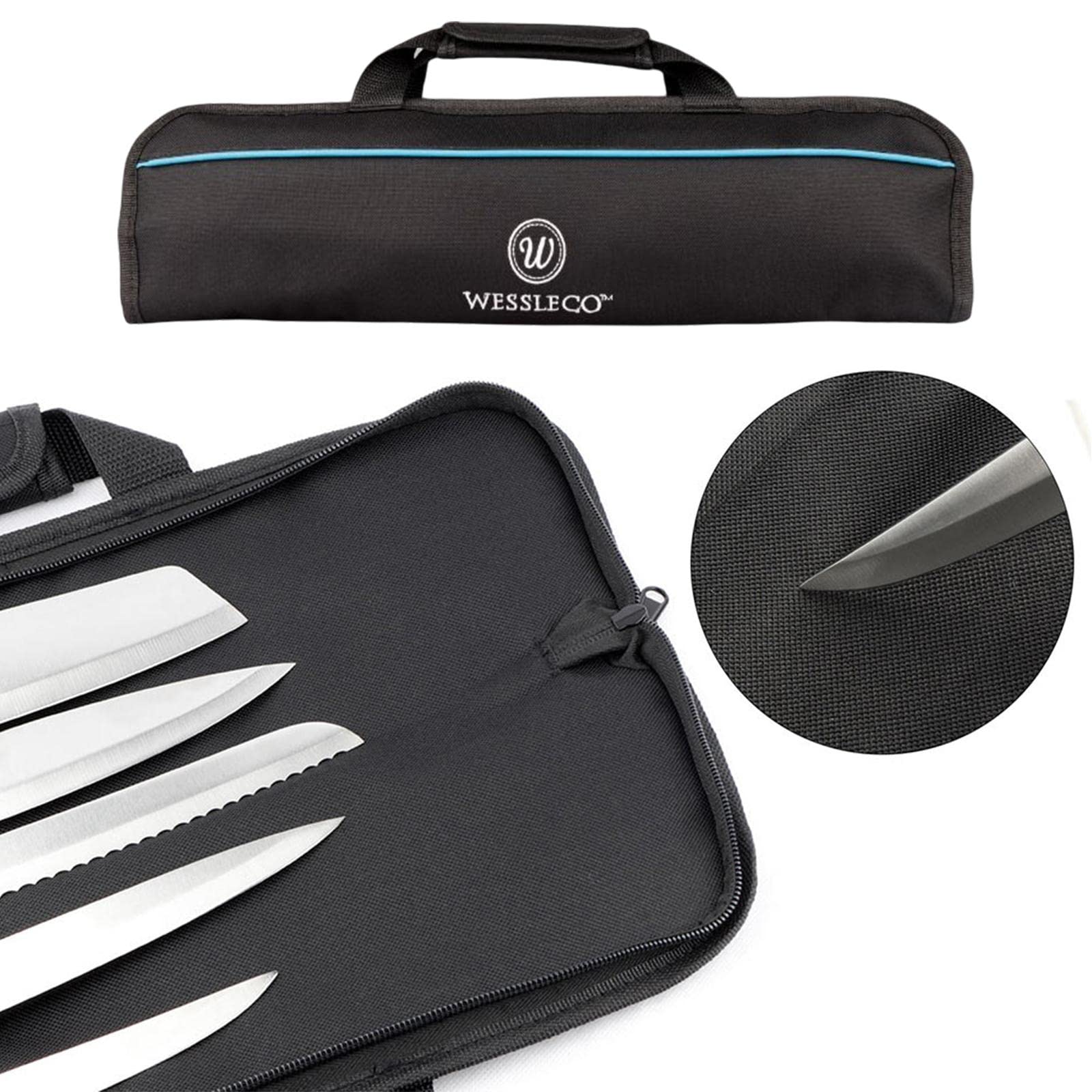Bolsa para cuchillos Bolsa para herramientas para cuchillos Almacenamiento de herramientas de cocina Estuche de transporte Ranuras para, Azul