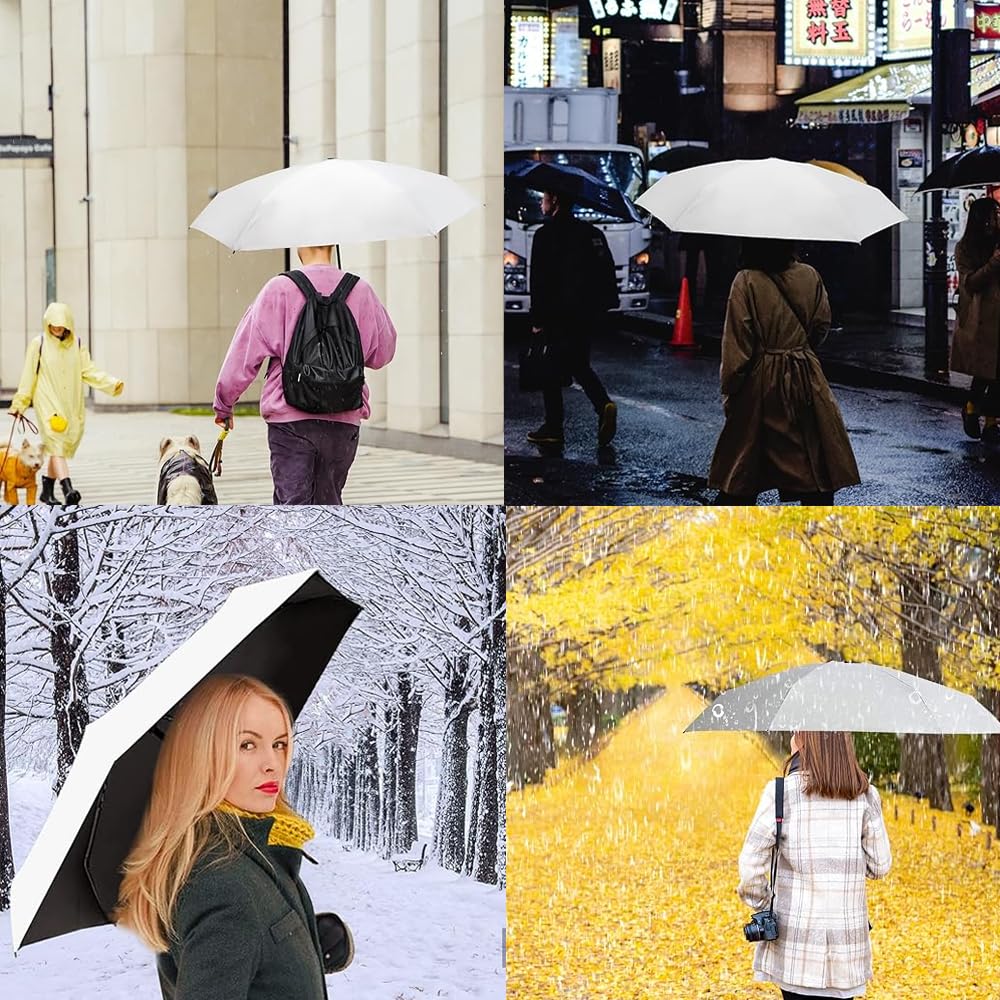 Kompaktowy parasol, 6-żebrowy parasol kieszonkowy, ochrona przed słońcem, do użytku na zewnątrz, ochrona przed promieniowaniem UV, składany parasol na słońce i deszcz (biały), biały