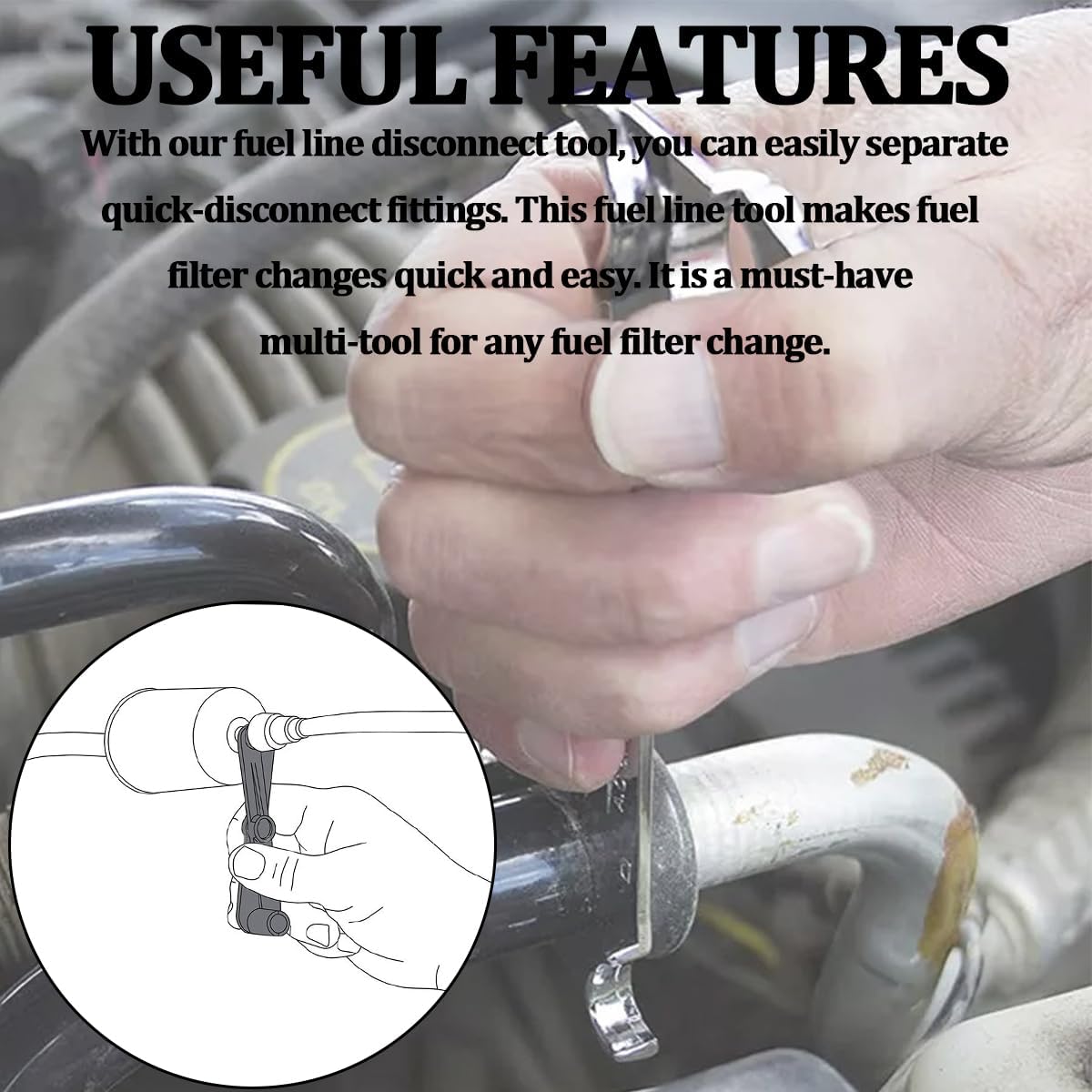 Zpana Car Fuel Line Disconnect Scissor Tool, 3/8" and 5/16" Vehicle Fuel Filter Removal Tool Fitting, Disconnect Scissor for Heater, Air Conditioning Line Repair, Universal for Most Vehicles