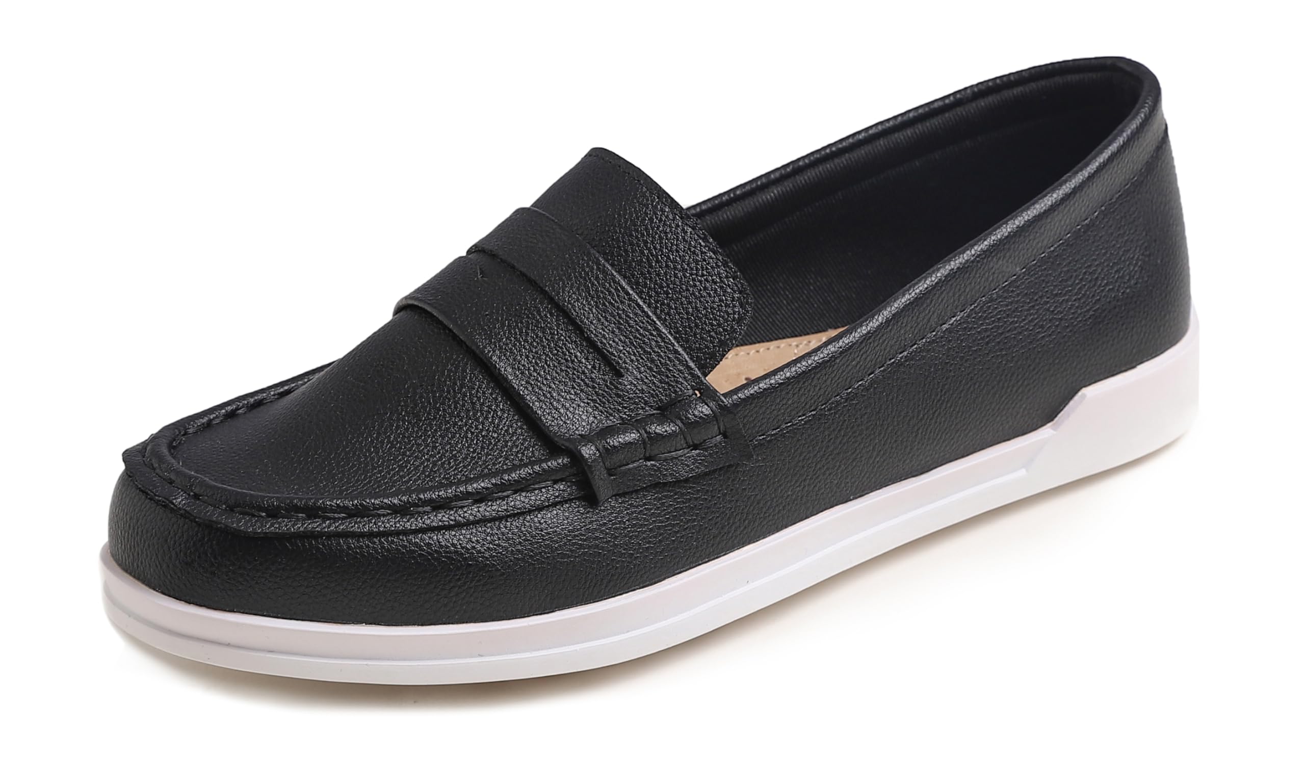 Feversole Comfort Women's Leather Daily Loafer Driving Flats Flexible Walking Boat Shoes