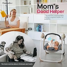 DUOMILEE Baby Electric Swing,Soothing Portable Swing with Intelligent Music Vibration Box,Comfort Swing for Infant Load Resistance: 6-25 lb, Applicable Object: 0-9 Months for Infants.