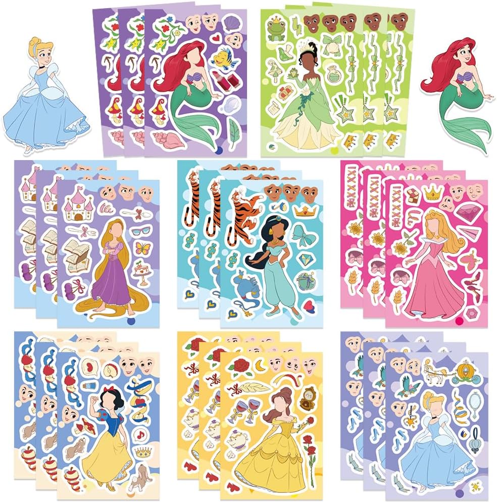 24Sheets Cute Princess Stickers for Girls Teens Kids Make Your Own Princess