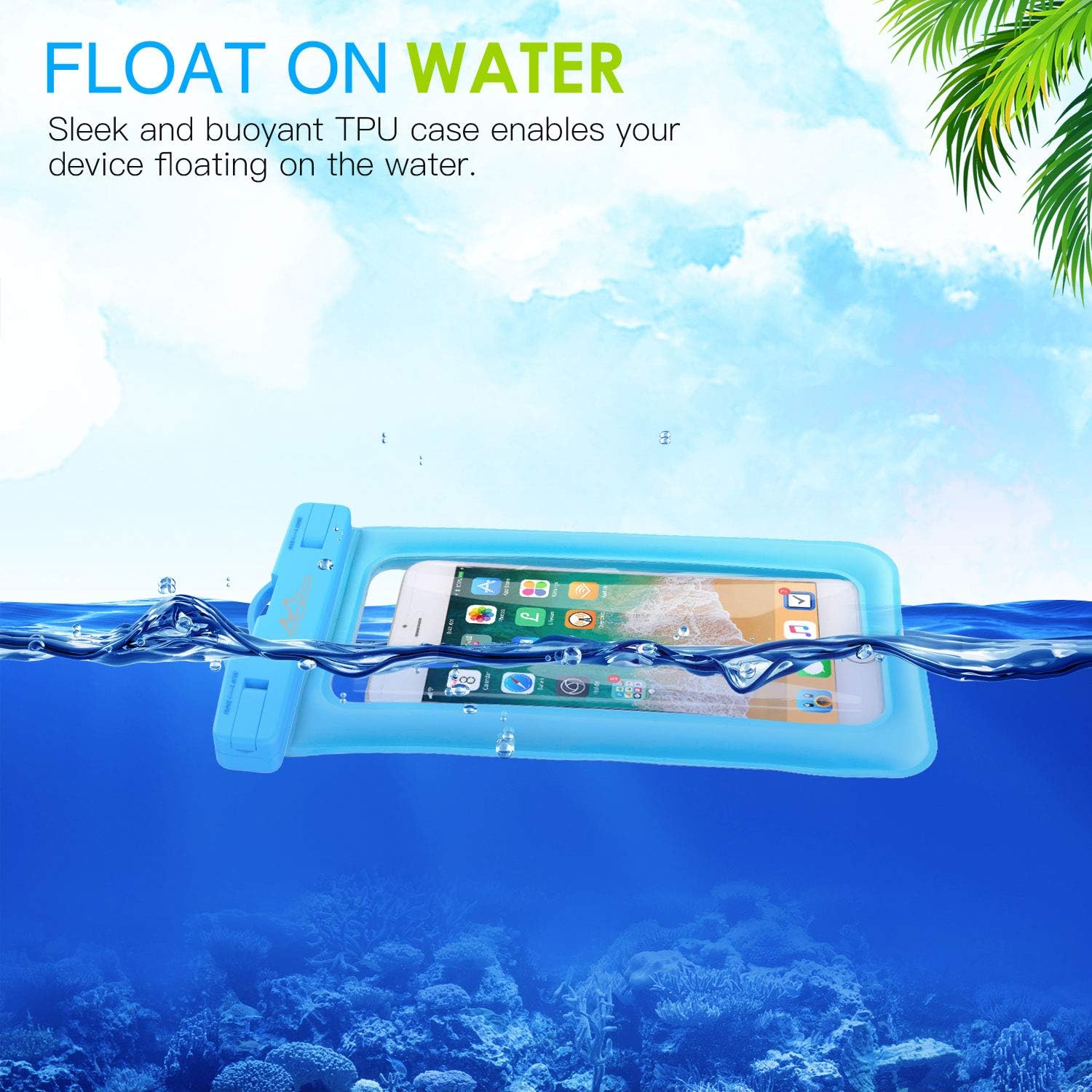 MoKo Floating Waterproof Phone Pouch 2Pack Compatible with iPhone 14 13 12 11 Pro Max X/Xr/Xs/SE 3, Samsung S21/S10/S9/S8