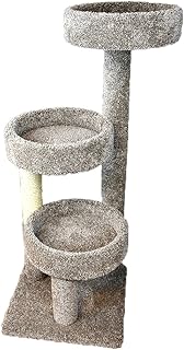 New Cat Condos Carpeted Solid Wood Cat Tree Tower, Neutral