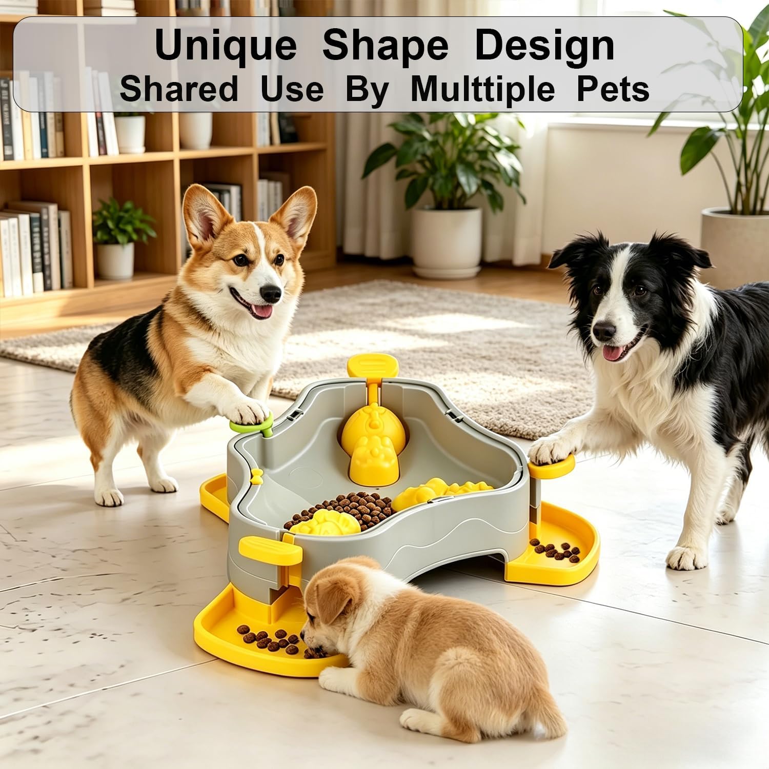 Dog Cat Treat Dispenser Toy, 3-in-1 Interactive Dog Puzzle Toys Press Dog Treat Dispenser, Toy Dog Enrichment Toy No-Slip Slow Feeder Interactive Brain Training Toys for Smart Dog Cats