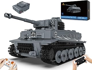 JMBricklayer Tiger Army Tank Building Block Kit - RC WW2 Military Tank Model Toy, Armed Tank Construction Vehicle Kit, Boys Adult Building Toy, Gift Toys for Teens Adults Block Collectors(800 Pieces)