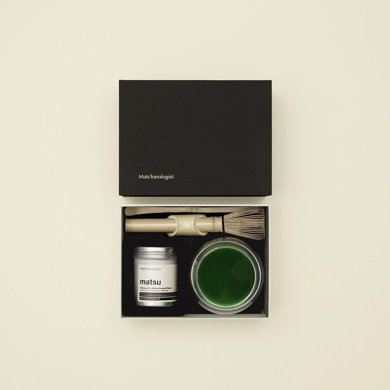 Matchaeologist Matsu Ceremonial Matcha Brewing Kit - Japanese Matcha Tea Set with Ceremonial Matcha, Double-Walled Cloud Glass Chawan Bowl, Bamboo Chasen Whisk & Chashaku Scoop