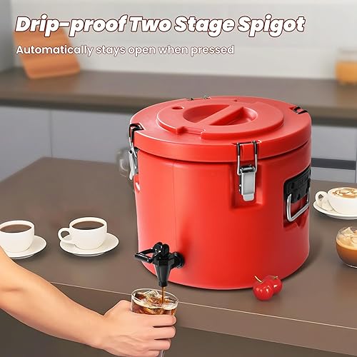 Miniatura 4 de Dispensador de bebidas aislado de 20L5 galones, dispensador de bebidas frías y hielo con boquilla y asas portátiles, dispensador térmico de bebidas
