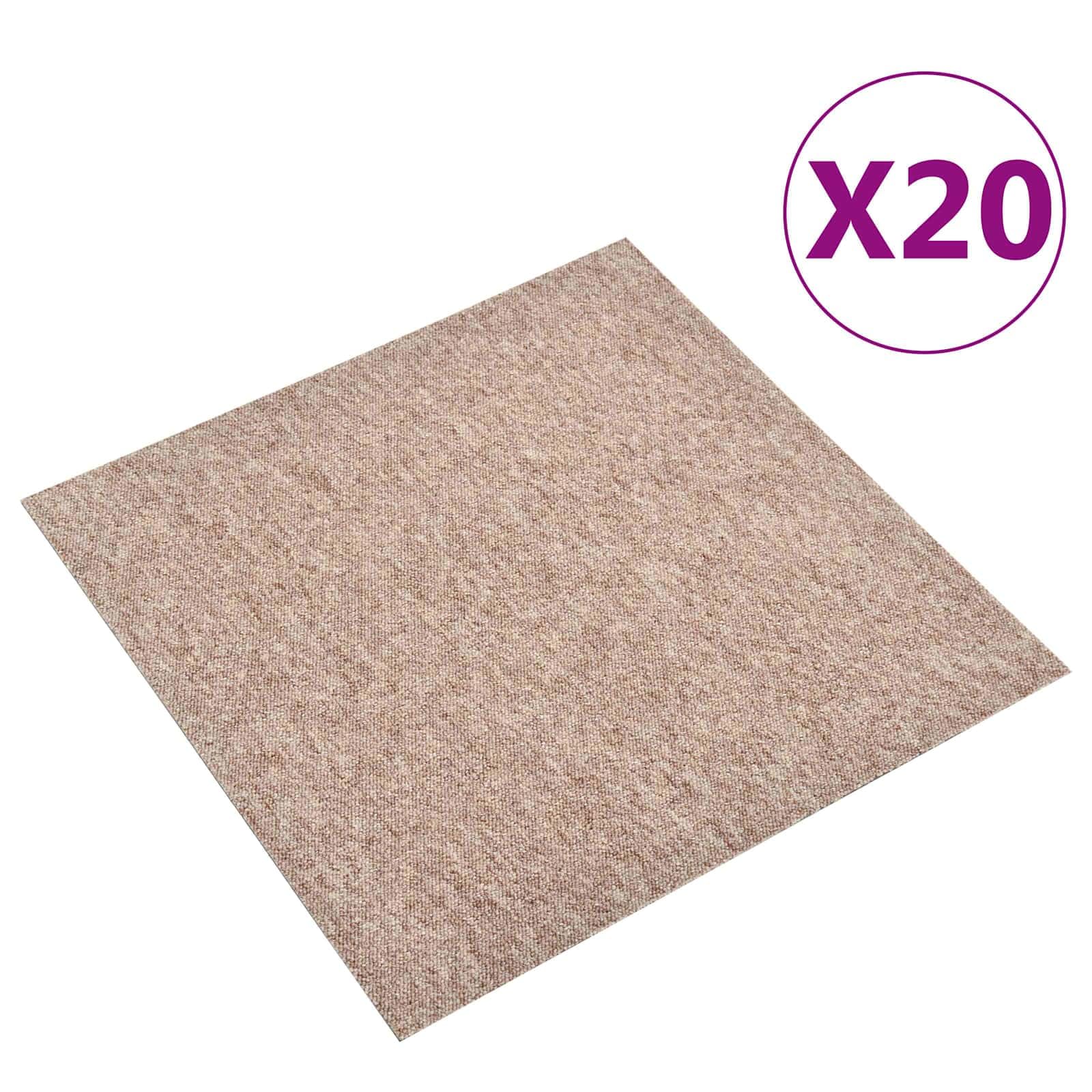 Teppichfliesen Set 20 Stück Beige 50x50 cm 100% Polypropylen Modernes Design Robust und Langlebig für Living Room Bedroom Küche Flur