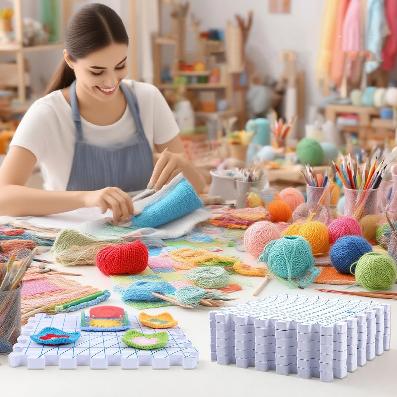 Tappetini Da Bloccaggio Strumenti Per Progetti All'Uncinetto | Kit Bloccaggio Maglia Magliaie Uncinettisti Artisti Della Fibra Indumenti Tappeti Lana Stanza Hobby Laboratorio Casa