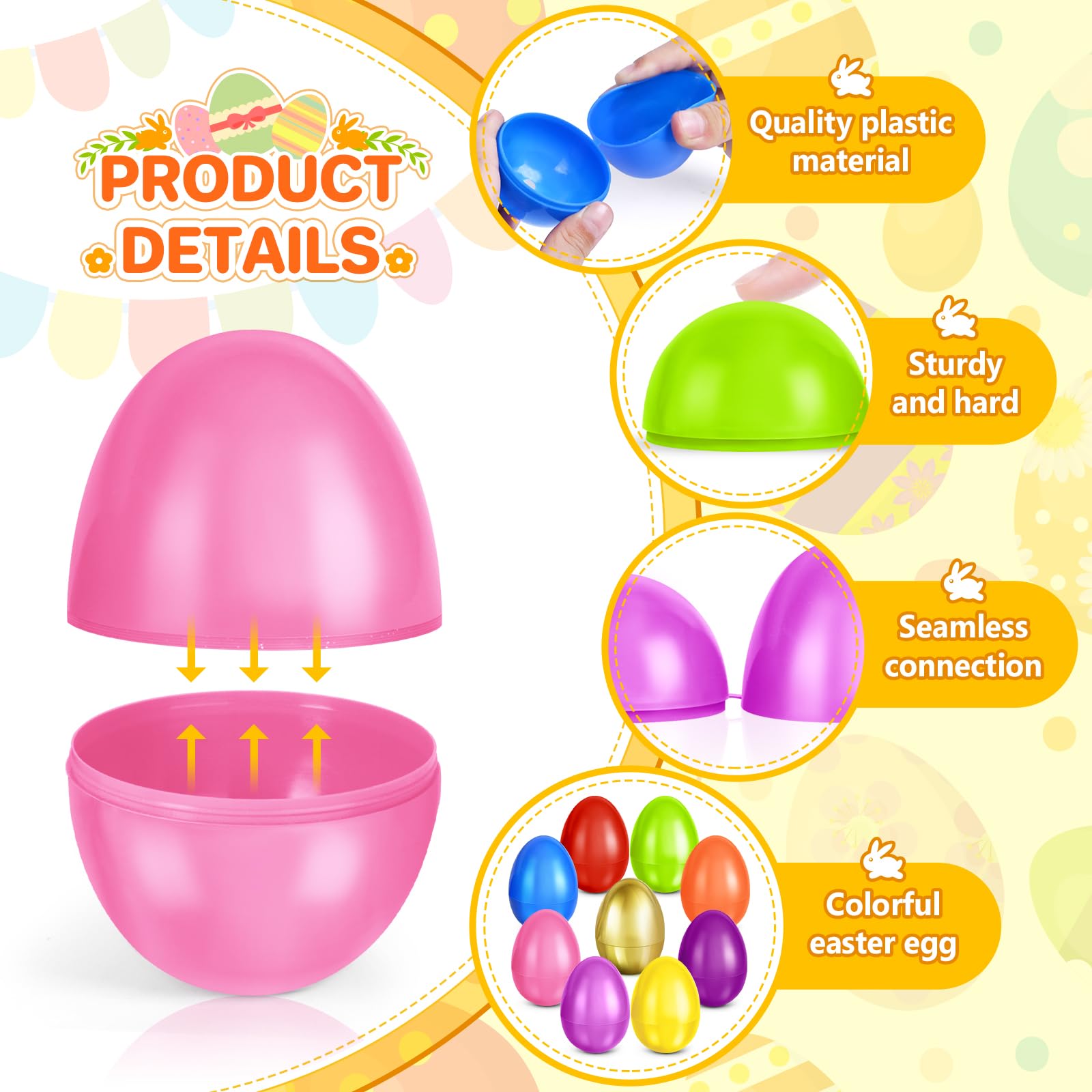 Shemira 3000 huevos de Pascua de plástico de 2.3 pulgadas más 36 huevos de Pascua dorados, huevos de Pascua vacíos rellenables, huevos de plástico a granel para relleno de cesta de Pascua, recuerdo de