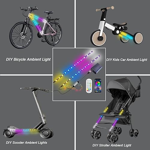 Miniatura 5 de 2 tira eléctrica LED bicicleta scooter luces noche ciclismo colorido lámpara impermeable seguridad monopatín scooter luces
