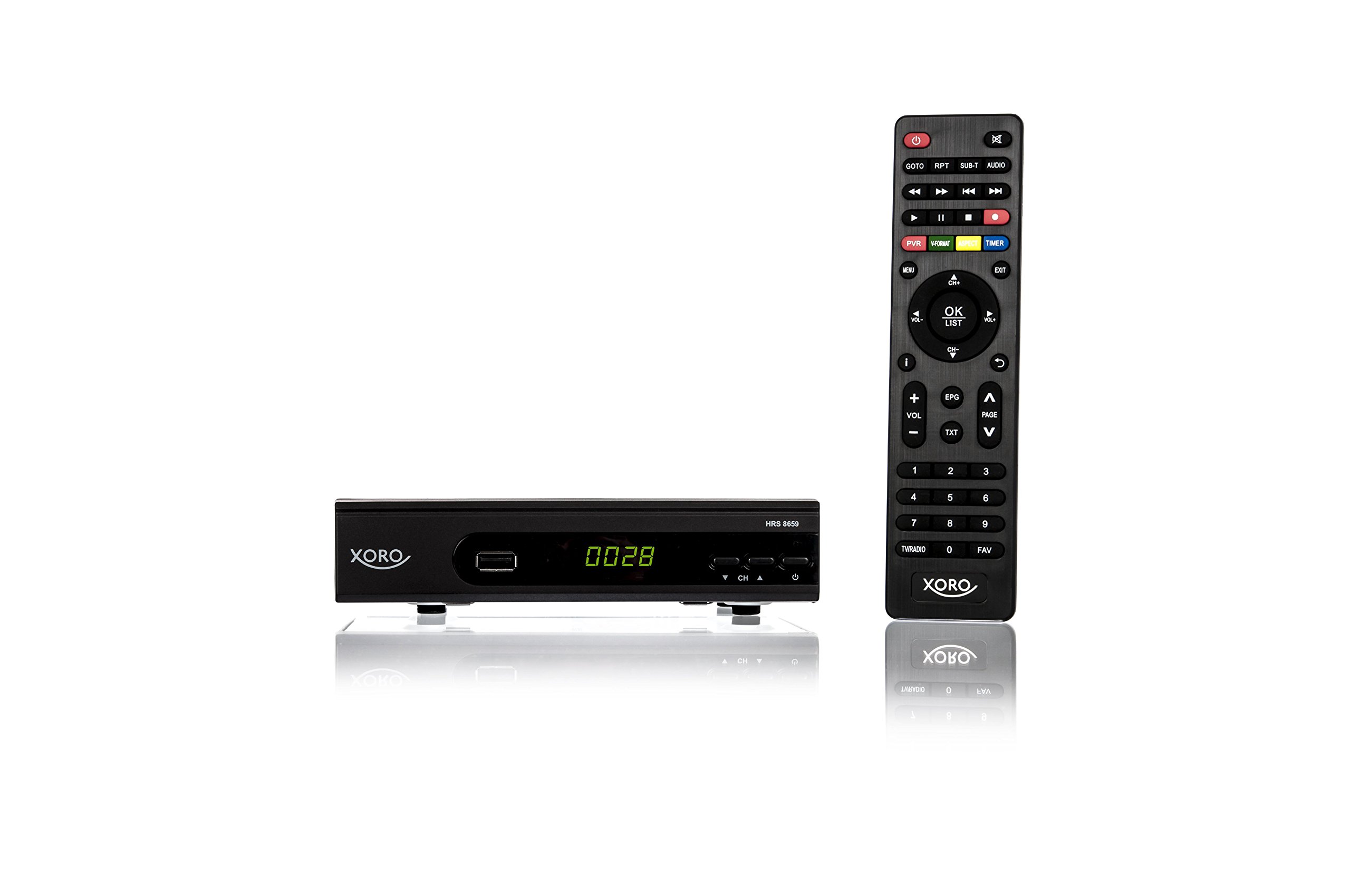 XORO HRS 8659 - Ricevitore satellitare digitale DVB-S2 HDTV, HDMI e SCART, supporta Unicable, uscita audio digitale, lettore multimediale USB 2.0