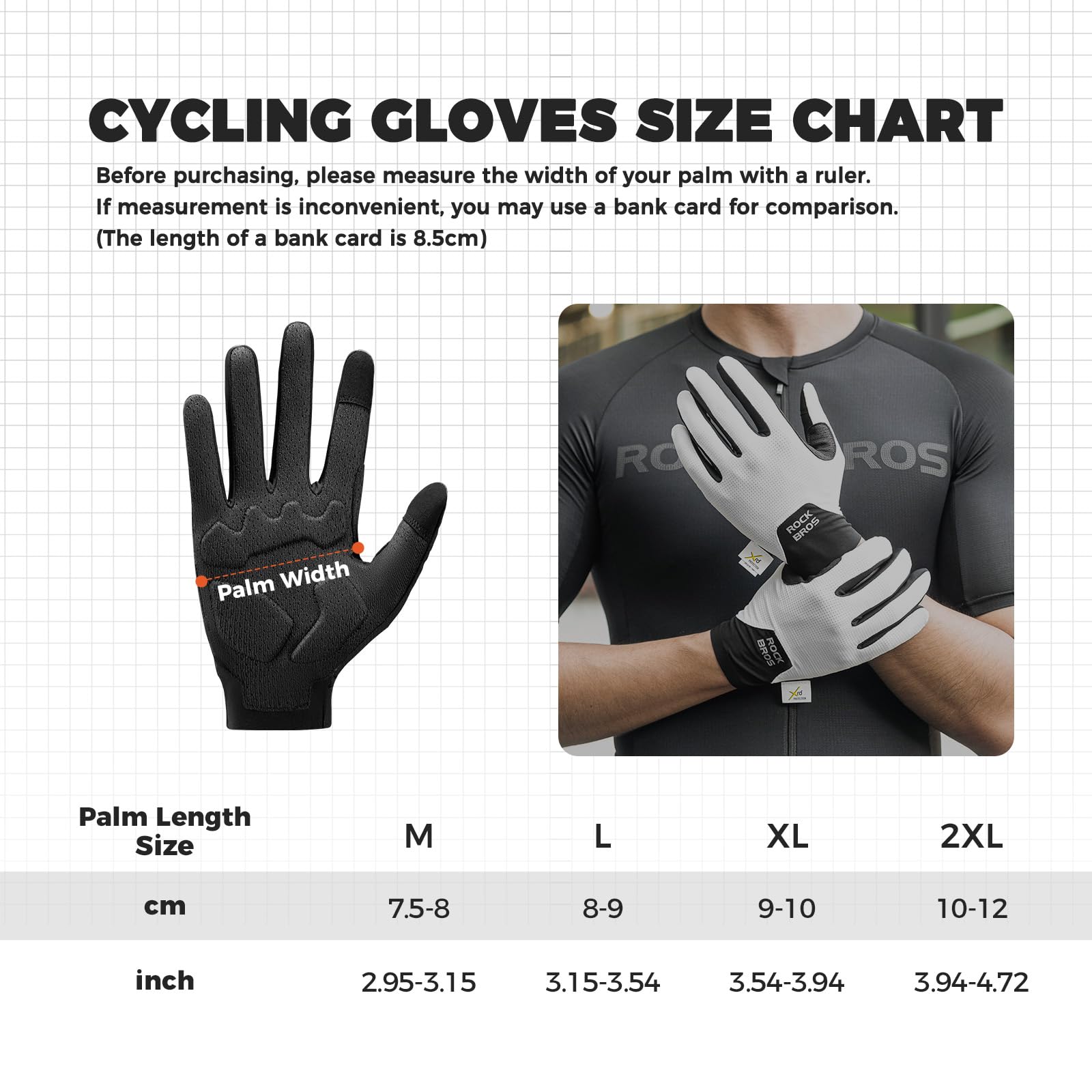 ROCKBROS Guanti Bici Uomo e Donna, Ammortizzanti e Traspiranti, Touch Screen, Antiscivolo, Guanti Sportivi per Ciclismo, Corsa, Alpinismo
