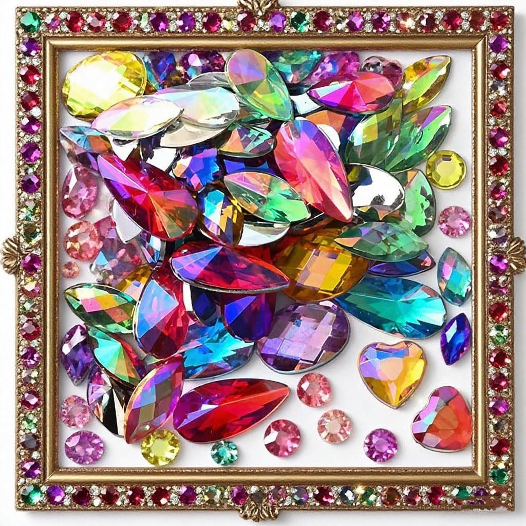 600PCS Mixed 12 Colors AB Colorful Gems Rhinestones Jewels for Crafts, Flatback Crystal Bedazzling Gemstones Rhinestone for Crafting Halloween Cosplay Party Embellishments Decorations - Image 5