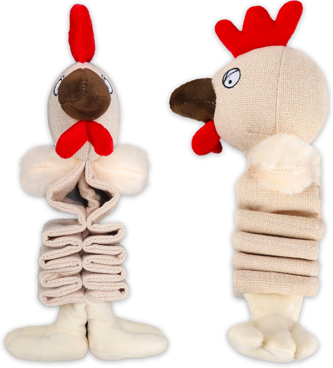 PUPTECK Cute Dog Rope Toy with Squeakers - Tug of War Dog Toy Interactive Puppy Chew Toys for Small Medium Dogs, Rooster