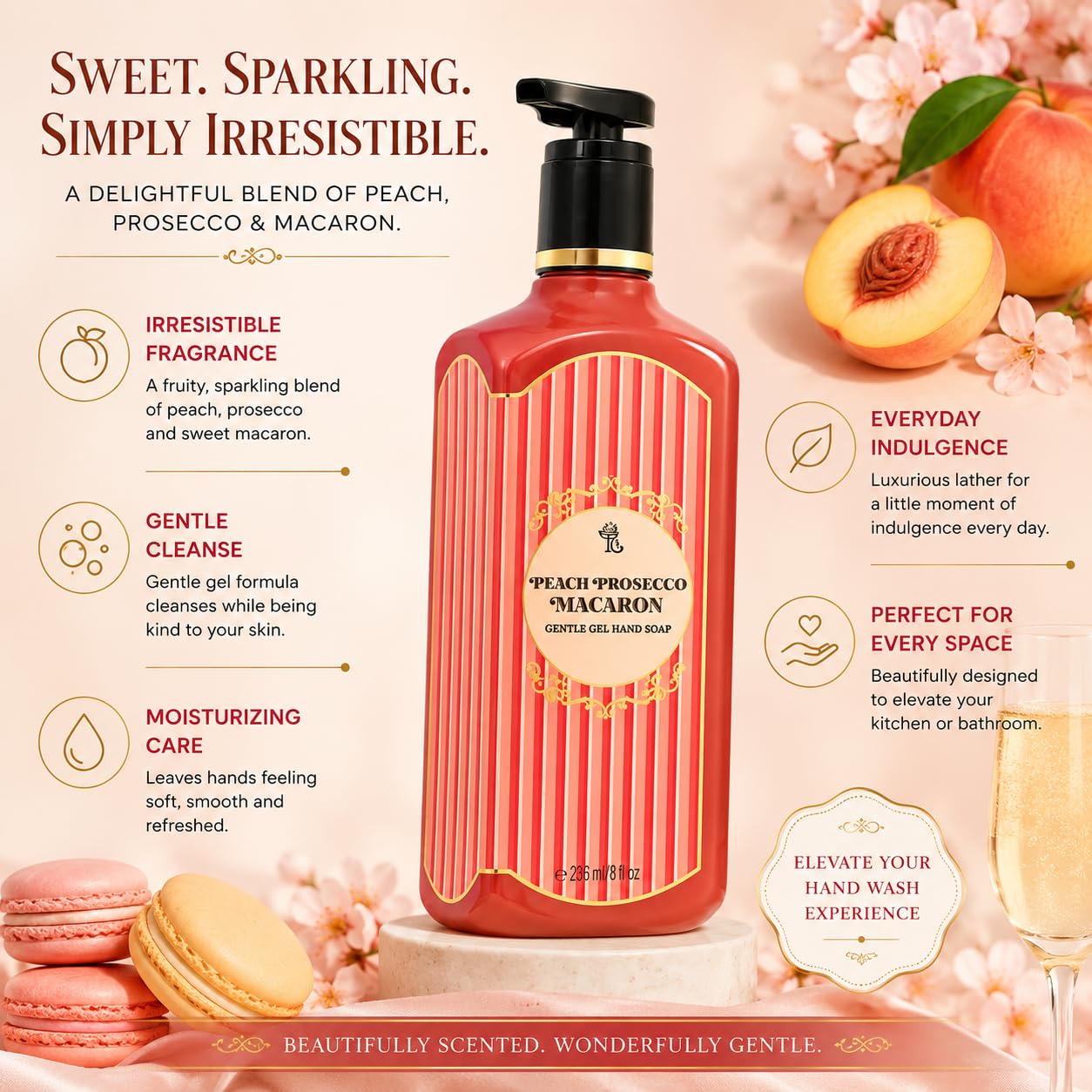 Amazon.com : Peach Prosecco Macaron Gentle Gel Hand Soap | 8 Fl Oz