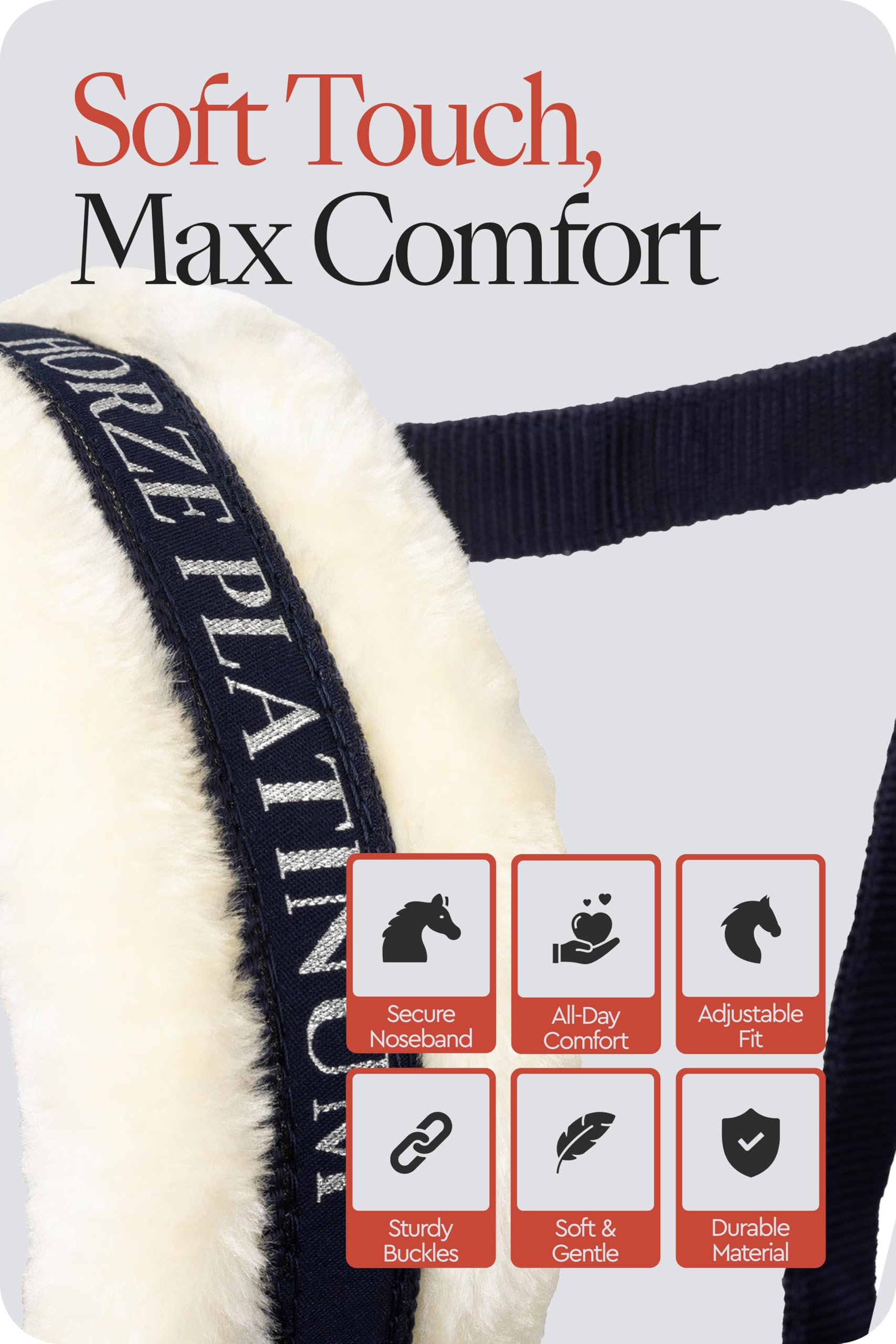 HORZE Pferde Halfter Howard aus Fleece, Halfter für Pferde und Pony, verstellbar, Blau, P