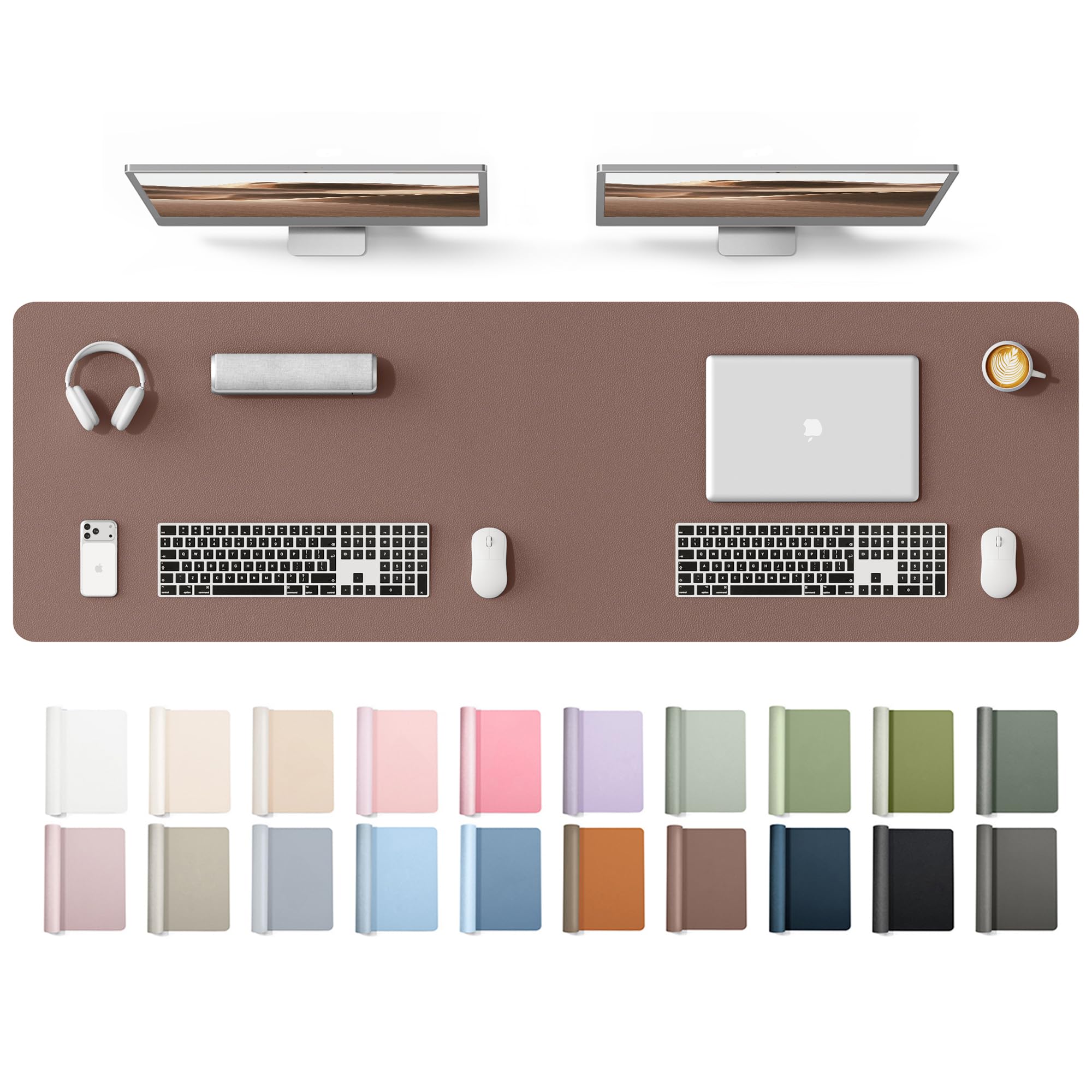 YSAGi Leather Desk Protector, Office Mat, Large Mouse Mat, Non-Slip PU Leather Blotter, Laptop Desk Mat, Waterproof Writing Pad for Office and Home(Chocolate, 63" x 17.2")