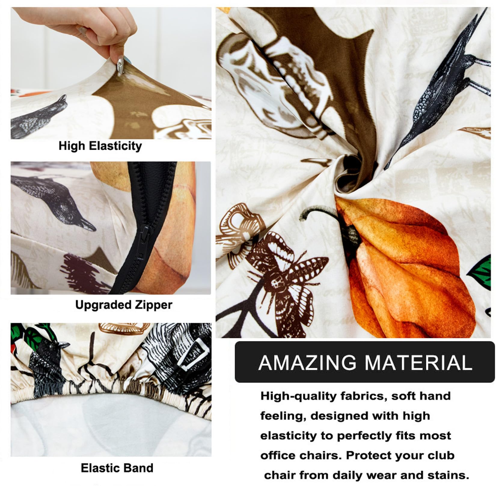 ACOFRR Halloween Office Chair Covers Universal Protective Stretchable Slipcover for Modern Simplism Style High Back Boss Chair (M)