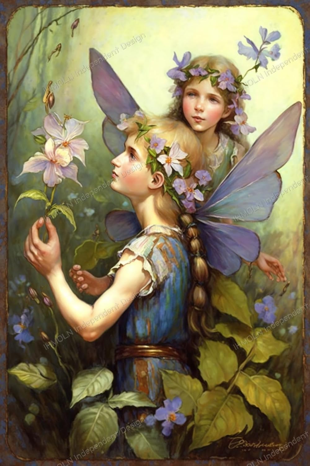 DIY Diamond Painting Pink Hydrangea Flower Fairy - Adults and Children Full Round Diamond Painting Kit,5D Fantasy Friendship Gift and Room Decor Aesthetic，Warm Girl Landscape Art 50X60 Cm
