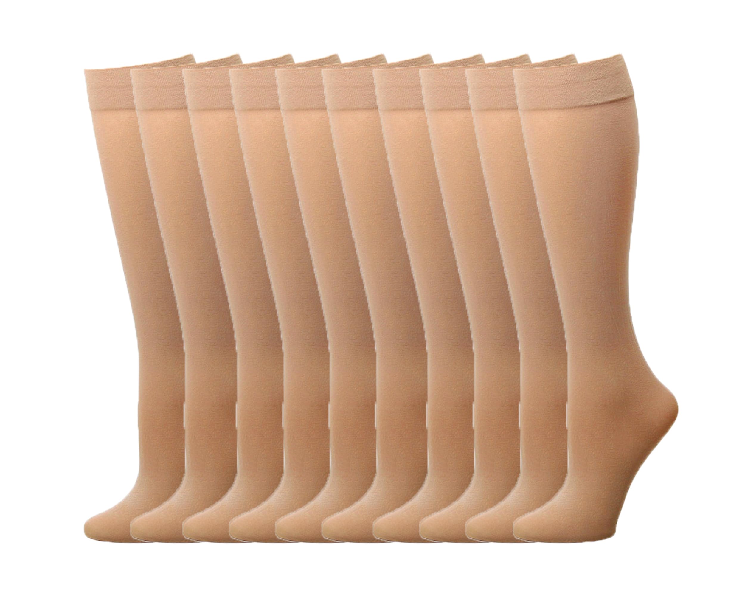 Aurellie Women's Natural Classic Knee-Highs Sheer Non-Pressure Knee Socks 20 Denier 3 Colours One Size 10 Pairs
