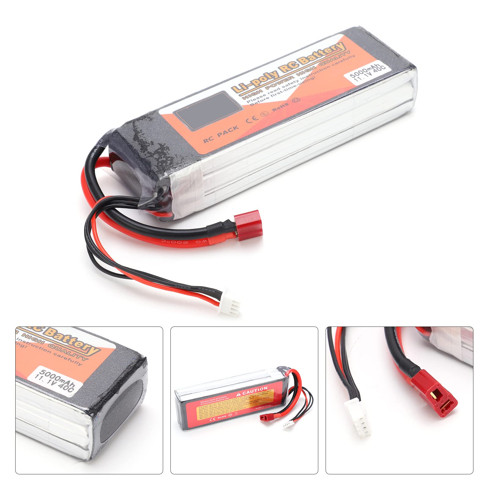 11,1 V 5000 mAh Batteria Lipo di alta qualità 3S 40C per droni RC Car Boat, batteria al litio di dimensioni 5,2 X 1,7 X ,0 pollici per telecomandi RC