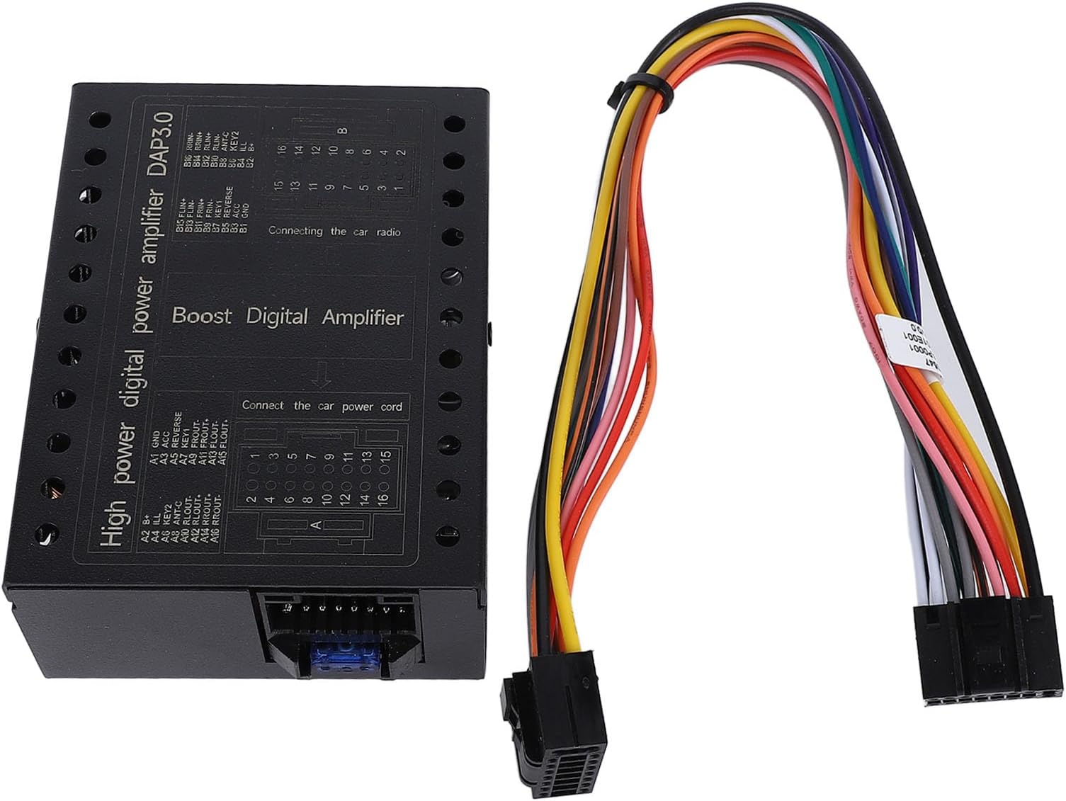 DC12V Car Amplifier 2/4 Ohm with Powerful 4 Channel Output for Car Sound Systems, Stable Class AB Car DSP Amplifier Box, Metal Car DSP Amplifier, Matte Black, Easy Installation