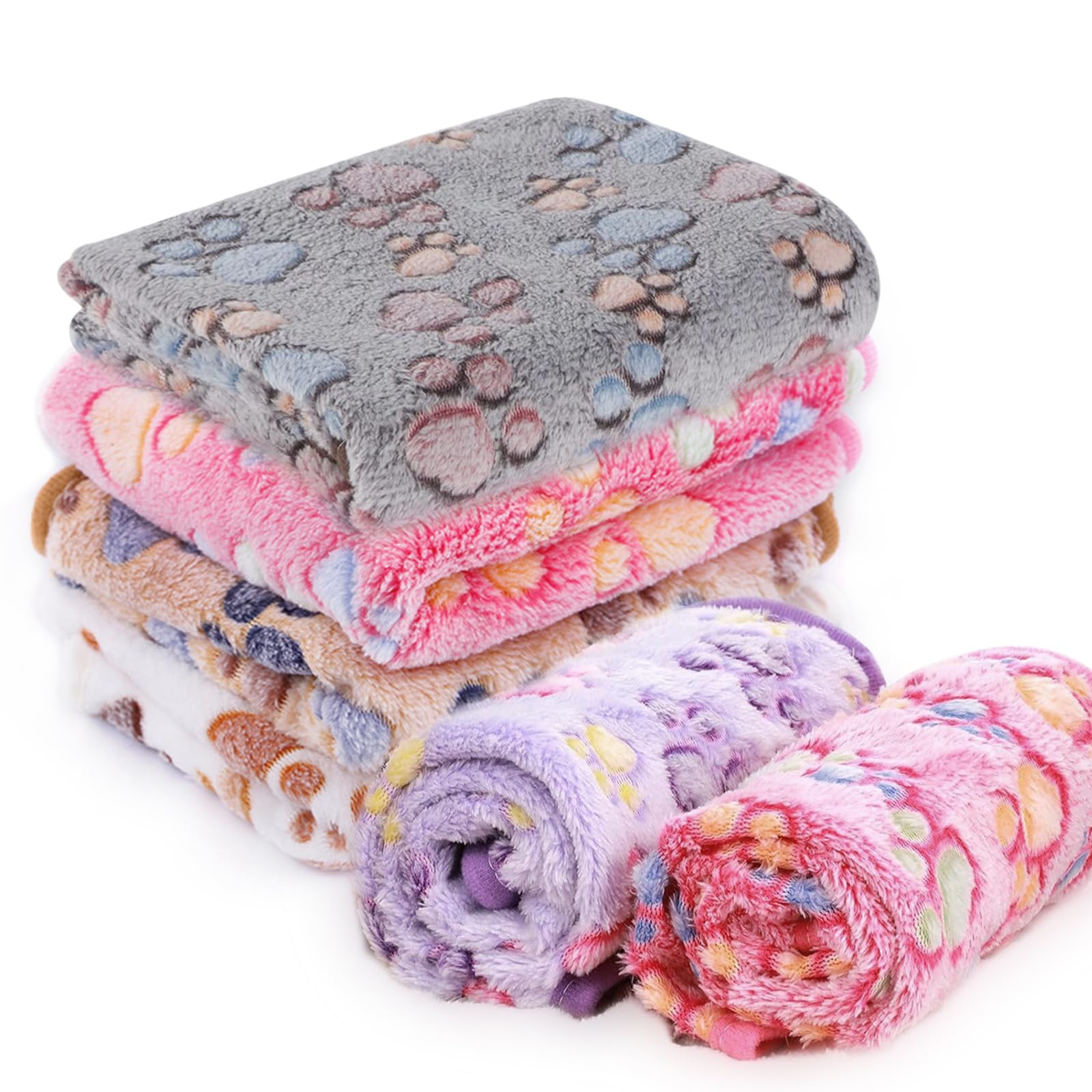 RFYTDCF Pet Blanket, 6 PCS Reusable Guinea Pig Fleece Cage Liner Bedding Washable Small Cat Blankets for Puppy Hamster Ferret Kitten (60 × 40cm)