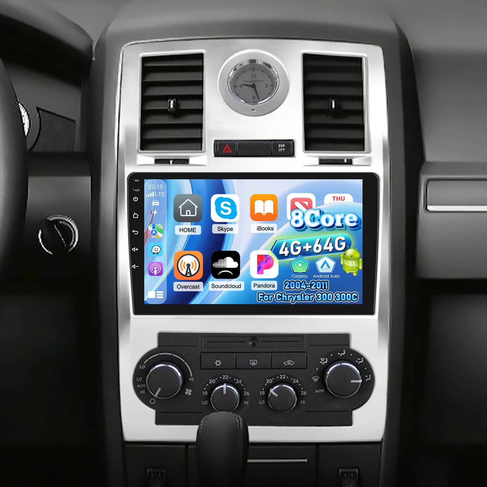 Photo 1 of [Qualcomm 8 Core 4+64G] Android 15 Car Radio for Chrysler 300C 300 2004-2011, 9 Inch 1280 * 720 IPS Touchscreen Car Stereo with Wireless Carplay and Android Auto/DSP/GPS/SWC + AHD Backup Camera